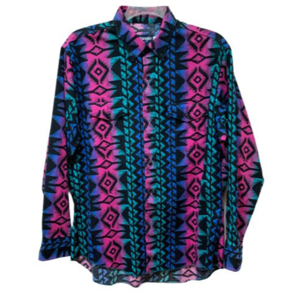 VTG Wrangler Made USA Cowboy Cut Regular Fit X-Long Tails Bright Colors Western - Picture 1 of 7